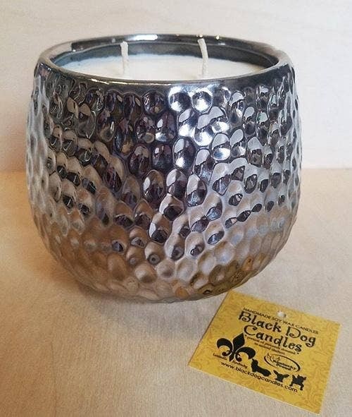 28 oz hammered silver 2 wick soy wax candle 3