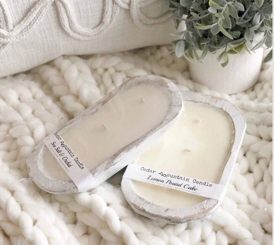 3 wick wooden dough bowl soy candle   strong  bold3