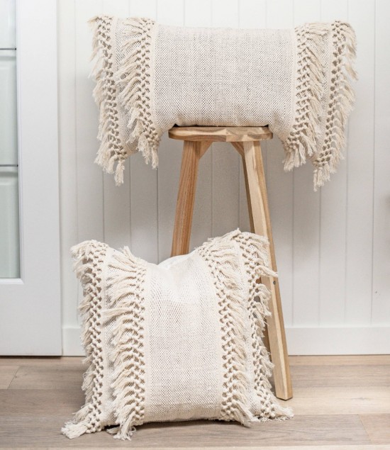 Boho fringe pillow cover 0