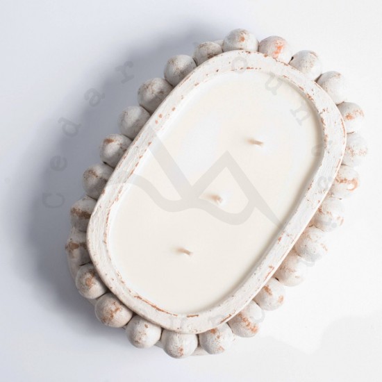 Lavender spring apricot   3 wick pottery boho candle3 0