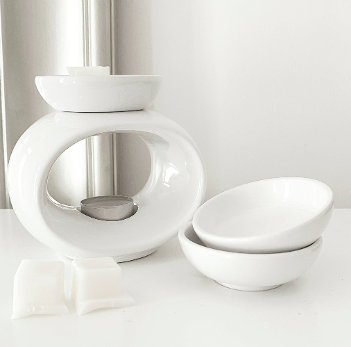 Rome trio ceramic wax burner white2